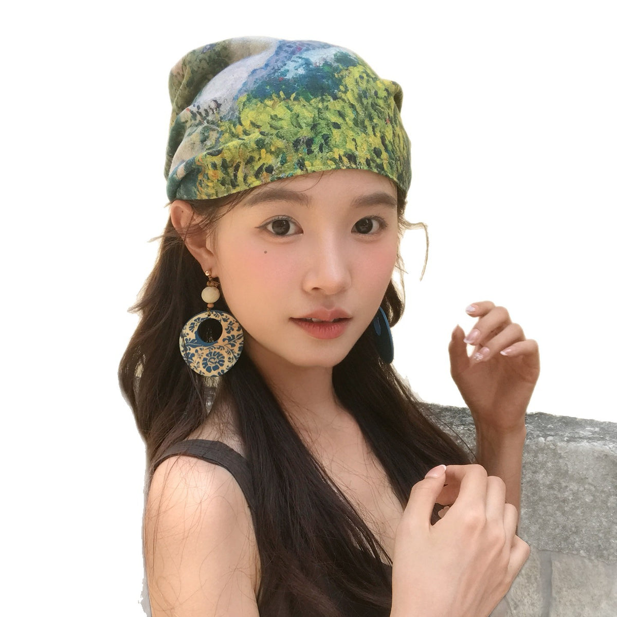 Women's Impressionist Print Slouchy Beanie - image 6