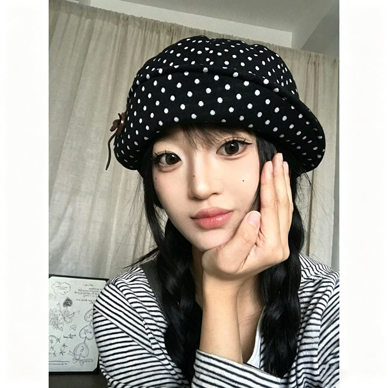 Women's Vintage Polka Dot Newsboy Cap - image 6