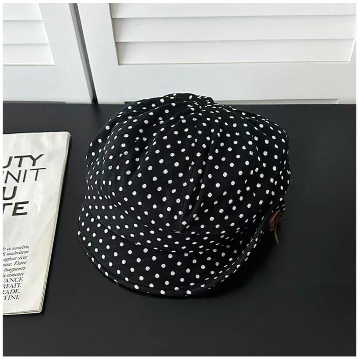 Women's Vintage Polka Dot Newsboy Cap - image 4