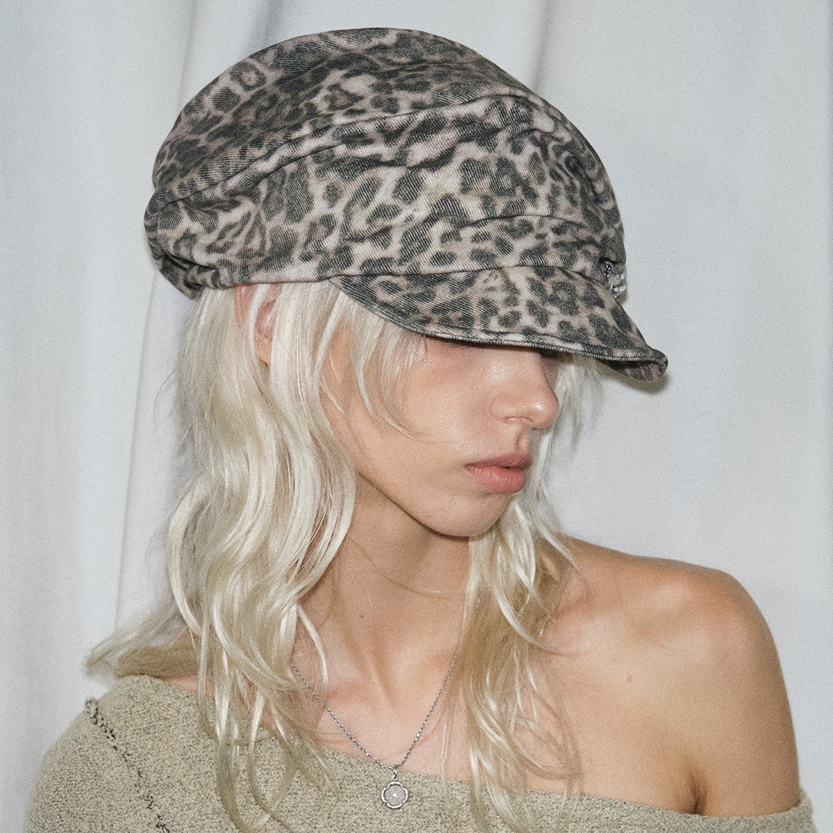 Women's Leopard Print Rhinestone Wide-Brim Sun Hat - image 4