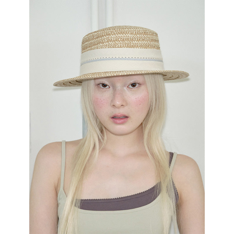 Women's Woven Straw Boater Sun Hat - image 2