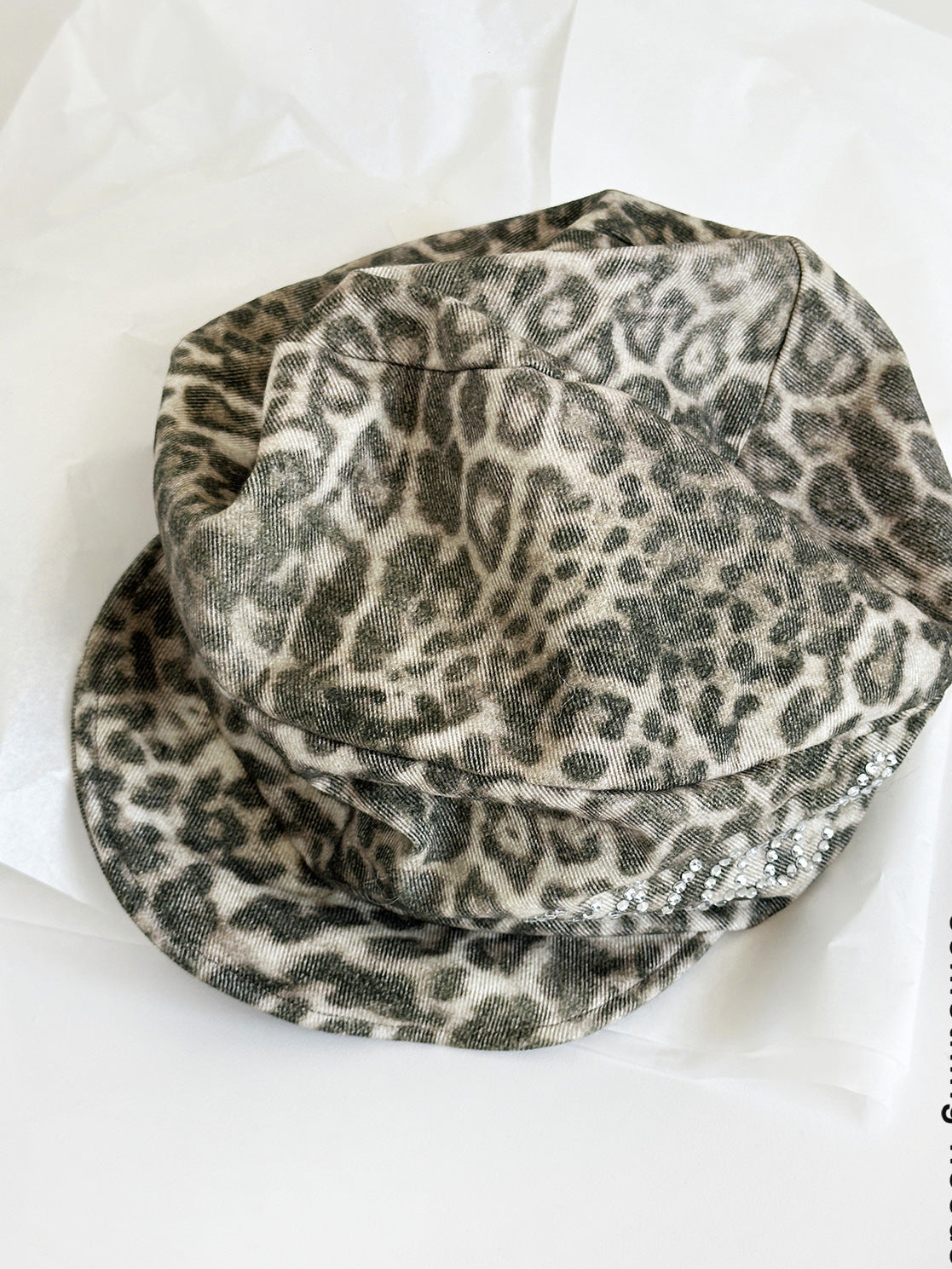 Women's Leopard Print Rhinestone Wide-Brim Sun Hat - image 6