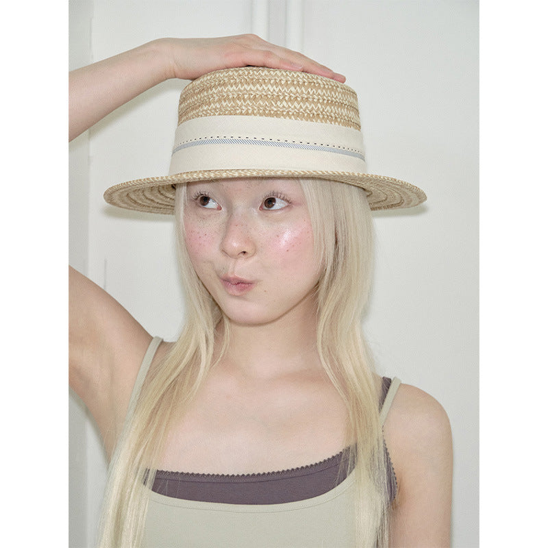 Women's Woven Straw Boater Sun Hat - image 3