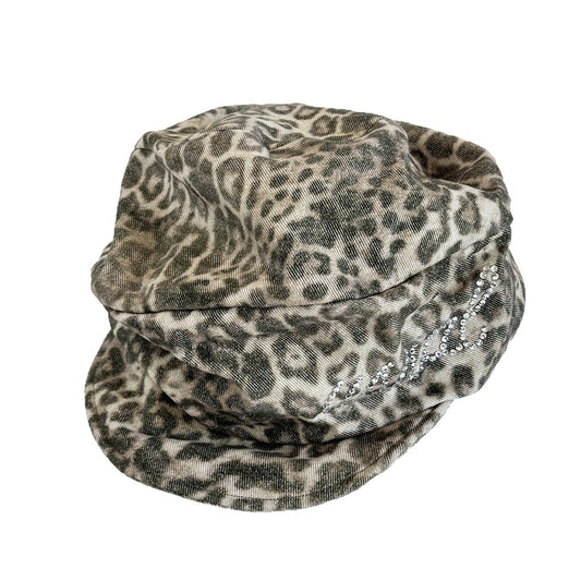 Women's Leopard Print Rhinestone Wide-Brim Sun Hat - image 1