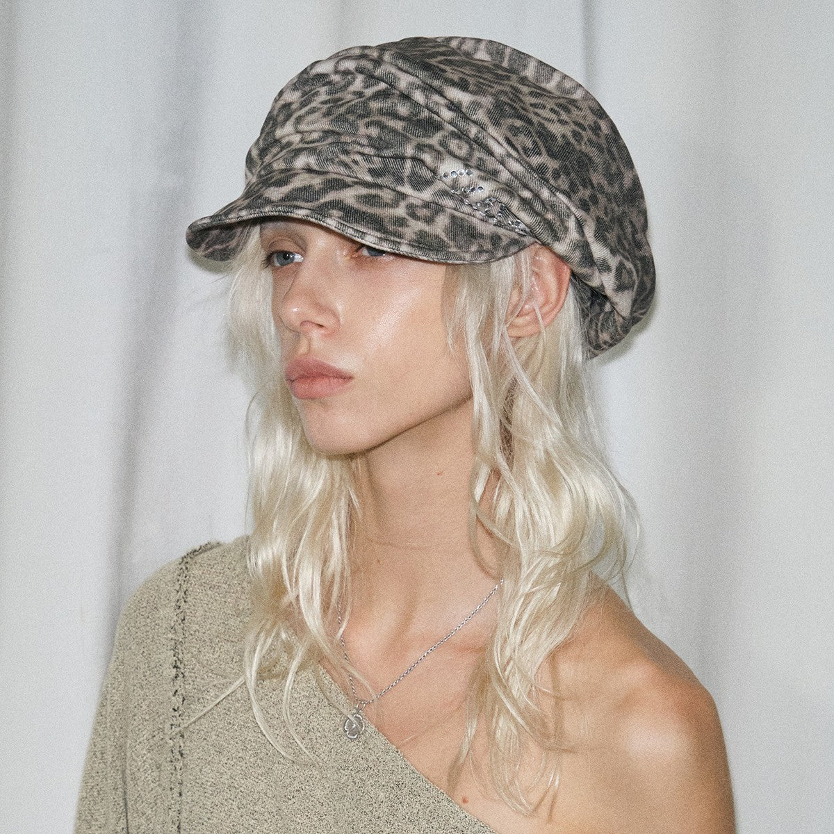Women's Leopard Print Rhinestone Wide-Brim Sun Hat - image 2