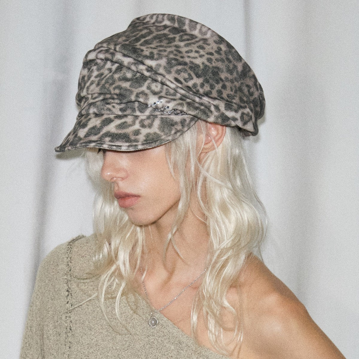 Women's Leopard Print Rhinestone Wide-Brim Sun Hat - image 5