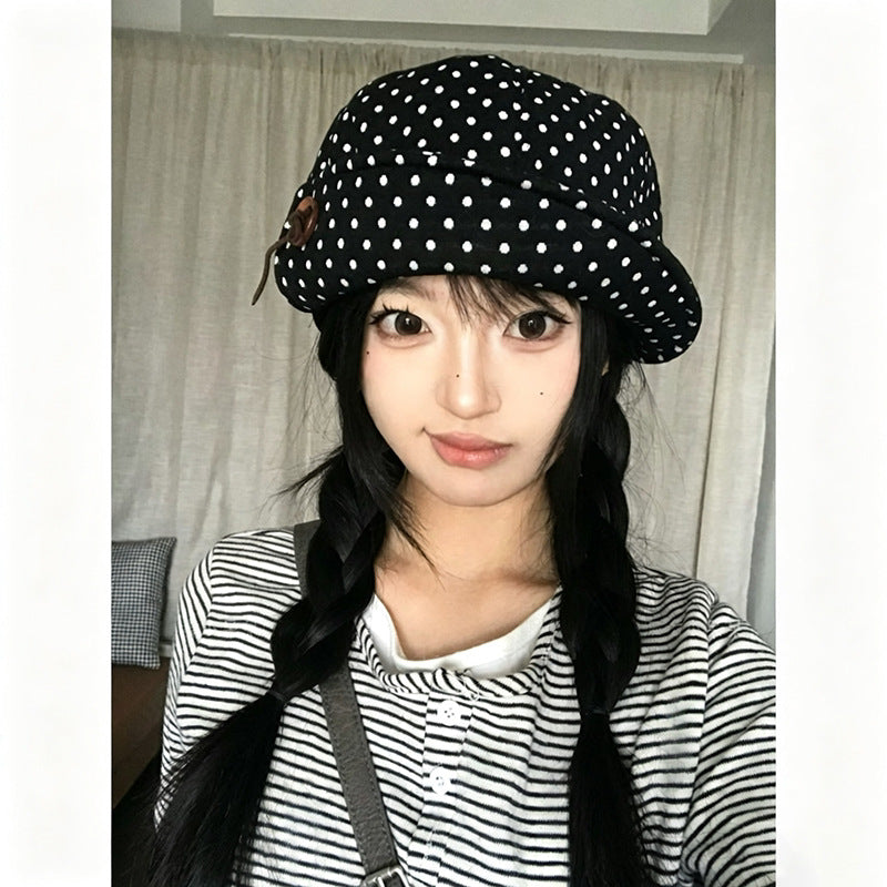 Women's Vintage Polka Dot Newsboy Cap - image 3