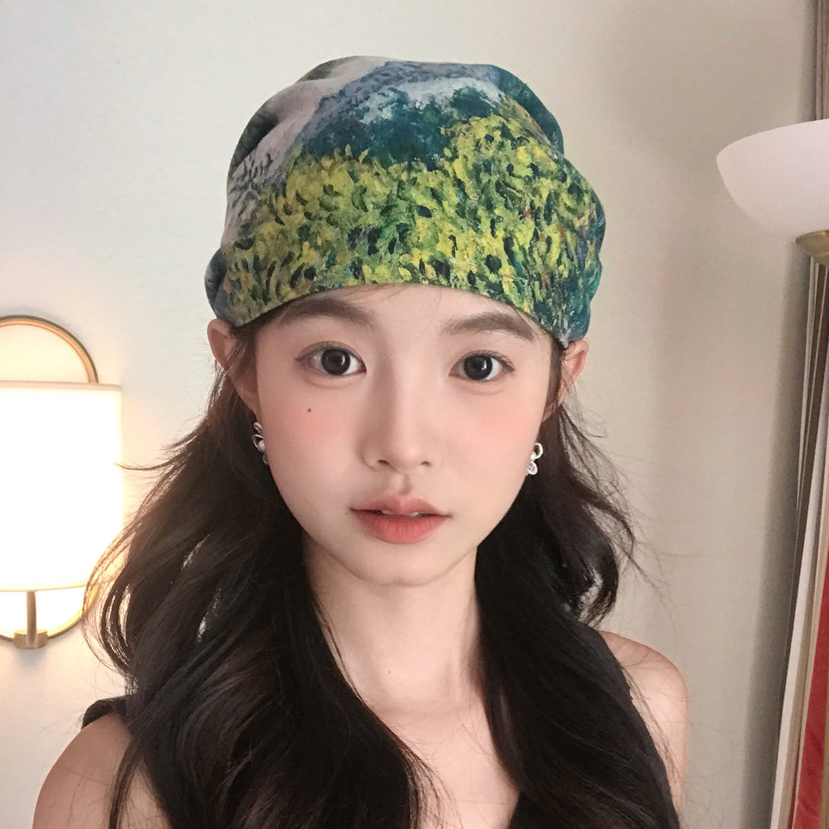 Women's Impressionist Print Slouchy Beanie - image 3